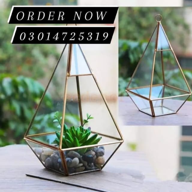 Geomatric brass and glass decore