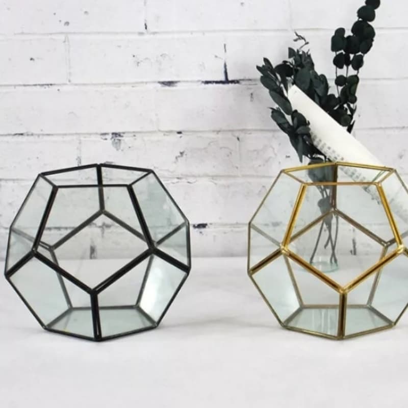 Geomatric brass and glass decore